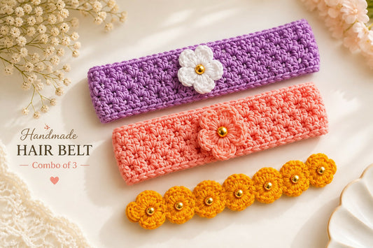 Cute Floral Hair Accessories Set | Soft & Lightweight hair belt combo pack of 3