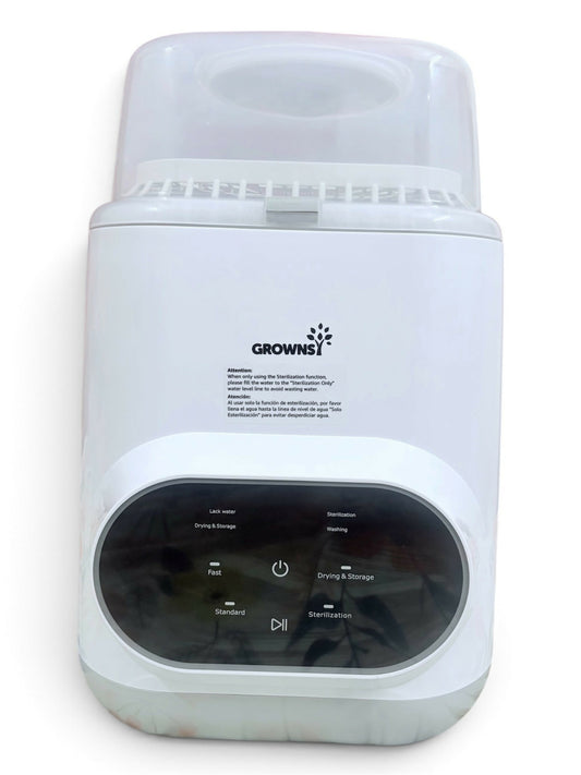 GROWNSY Baby Automatic Bottle Washer Pro with washing, sterilizing, drying and storage functions.
