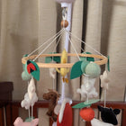 GWD KIDS Handmade Farm Animals Cot Mobile with crib arm and battery-operated music box.
