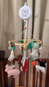 GWD KIDS Handmade Farm Animals Cot Mobile with Crib Arm & Battery Music Box