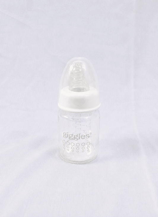 Giggles 50ml Baby Feeding Bottle with BPA-free construction, soft silicone nipple, compact design, and easy-to-hold shape for safe, comfortable feeding of newborns and infants.