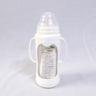 Giggles 210ml Glass Feeding Bottle with dual handles, BPA-free glass, soft silicone nipple, and ergonomic design for comfortable, safe, and easy feeding for babies learning to hold a bottle.