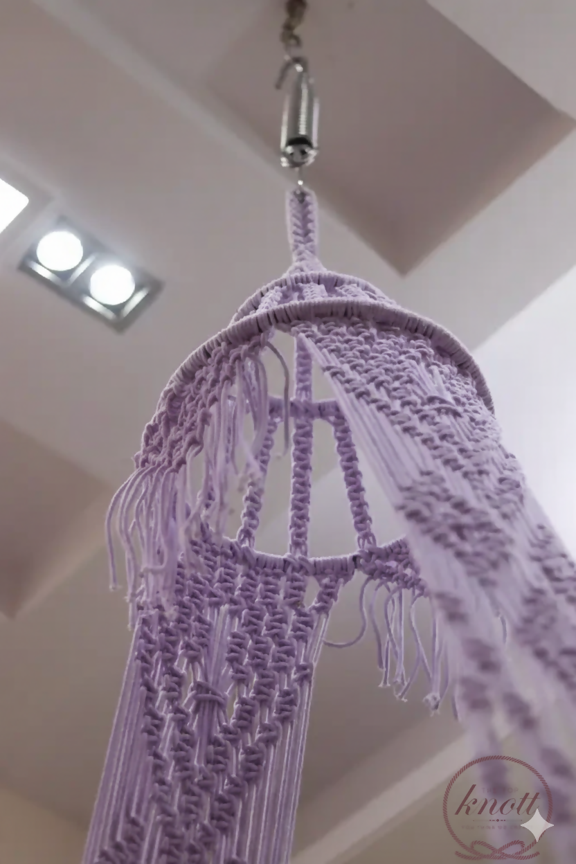 The Top Knott Paris Macramé Baby Cradle – Handwoven Lavender Hanging Bassinet