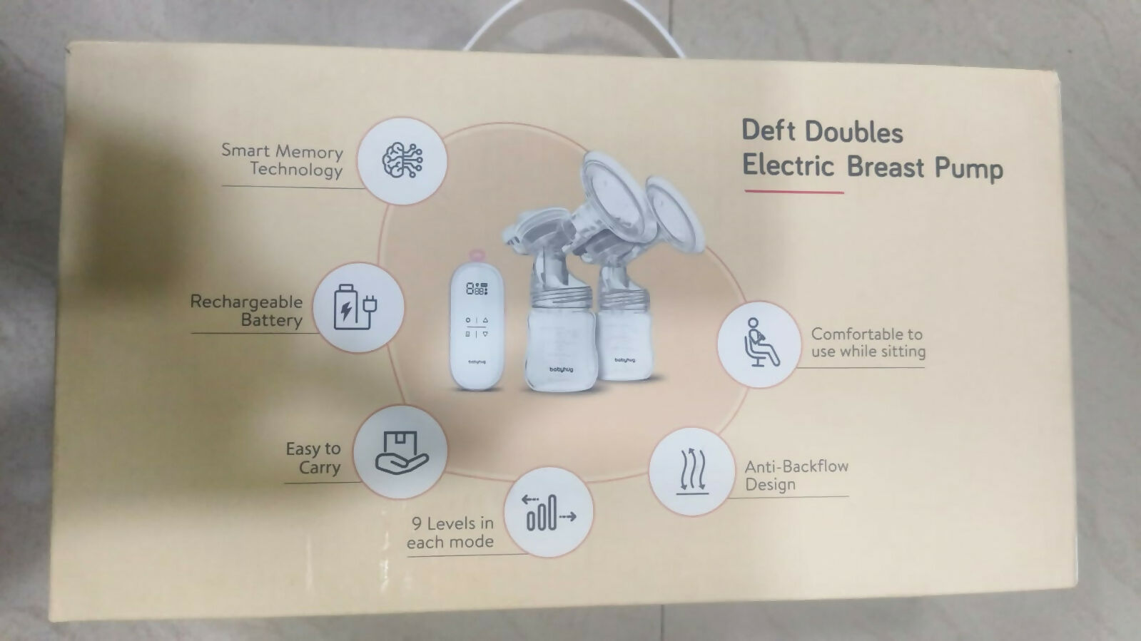 Maximize comfort and efficiency with the BABYHUG Deft Doubles Electric Breast Pump – featuring customizable suction levels, a soft silicone massage cushion, and a compact, portable design for convenient milk expression.