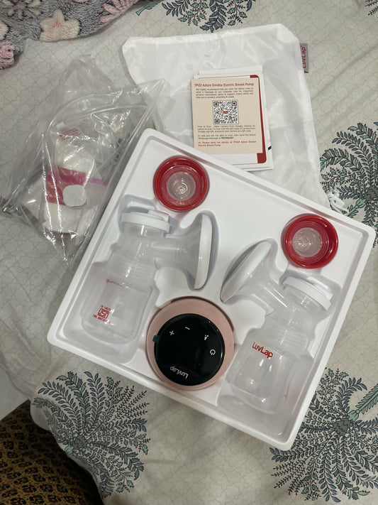LuvLap Adore Double Electric Breast Pump with Dual Mode, 2 Phase - Stimulation & Expression, Soft Silicone Cushion, Rechargeable Battery, Single Breast Pump Electrical, BPA Free