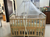 HUNY HUNY 15-in-1 baby cot and crib with mattress and mosquito net, convertible multifunctional nursery bed for newborns and infants.