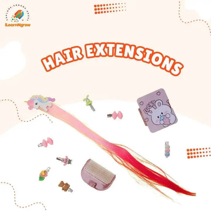  ILEARNGROW 28 pcs Makeup & Accessories Kit + Hair Extensions