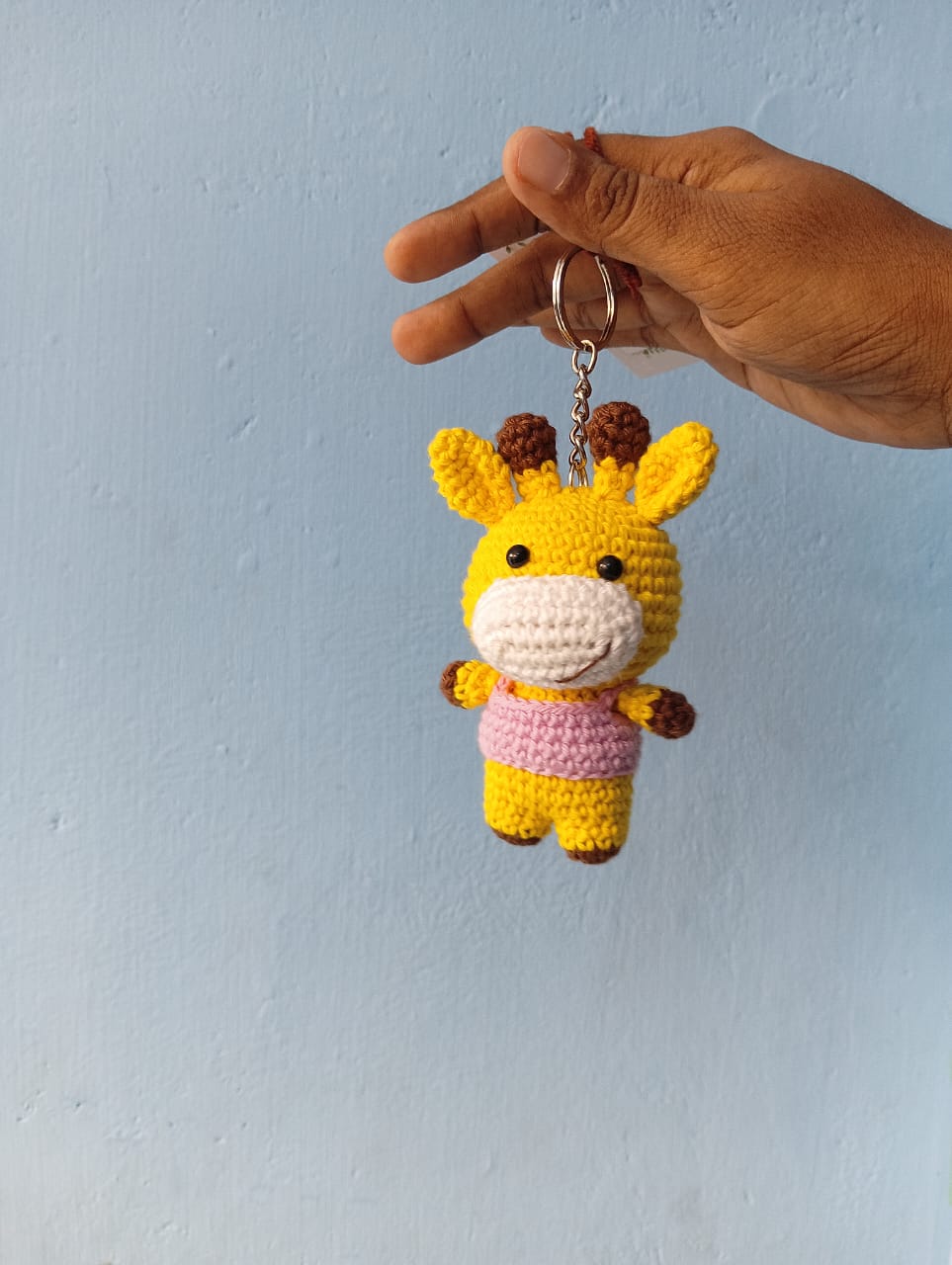 Handmade Crochet Animal Keychains crafted from soft yarn with adorable animal designs, detailed hand-stitched finishes, lightweight construction, and sturdy key rings for bags, keys, and gifting.