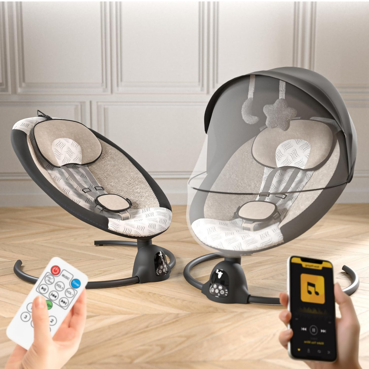 BAYBEE Automatic Electric Swing Cradle/ Baby Rocker (Grey Colour)Colour)