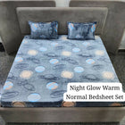 Gray bedsheets with space-themed pattern 