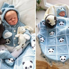 Baby blanket, sweater, beanie, and booties set for warmth and comfort, crafted from baby-safe materials, perfect for everyday use or gifting.
