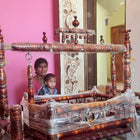 Wooden Balmukut Traditional Cradle With Parna, Dimensions: 26W×40H in Inch - PyaraBaby