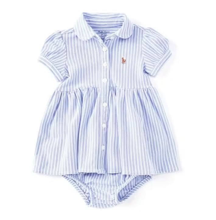 RALPH LAUREN Original 100 Percent Authentic Genuine Product Frock and Inner Wear / Stripe knit Oxford dress - PyaraBaby
