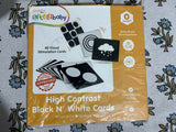 INTELLIBABY large high contrast flash cards in black and white with baby-friendly visual patterns, early learning design, sensory stimulation, and visual development support for infants.