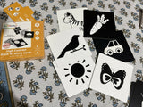 INTELLIBABY large high contrast flash cards in black and white with baby-friendly visual patterns, early learning design, sensory stimulation, and visual development support for infants.