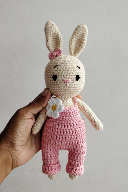 Pink bunny in overalls - PyaraBaby