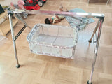 Steel Cradle for Baby featuring a sturdy metal frame, comfortable sleeping space, gentle rocking design, and durable construction for soothing and resting newborns and infants.