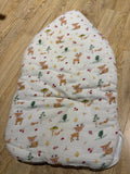 Haus & Kinder 3-in-1 Baby Sleeping Bag & Carry Nest in Whimsical Woodland with soft cotton fabric, portable carry nest, cozy bedding, secure wrap design, and skin-friendly materials for newborns aged 0–6 months.