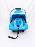 BABYHUG infant car seat carry cot with canopy, rear-facing design, cushioned seating, 5-point safety harness, ergonomic carry handle, and sun-protective canopy for newborns and infants up to 13 kg.