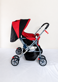 LuvLap foldable baby stroller with a reclining seat, 5-point safety harness, adjustable canopy, smooth wheels, and a lightweight design for comfortable everyday travel.