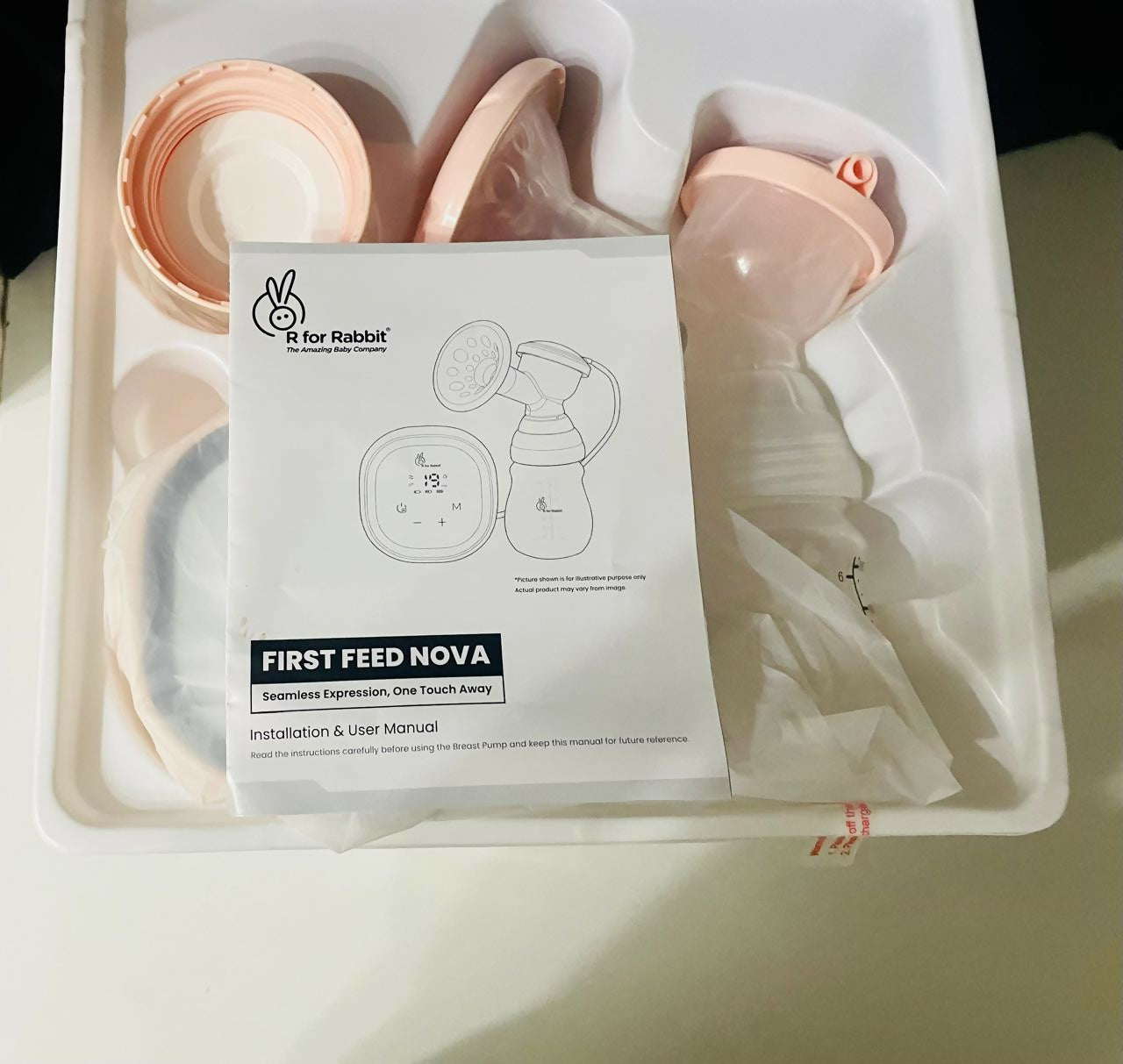 Efficient and comfortable R FOR RABBIT First Feed Nova Electric Breast Pump for new moms, featuring customizable suction and a quiet motor.