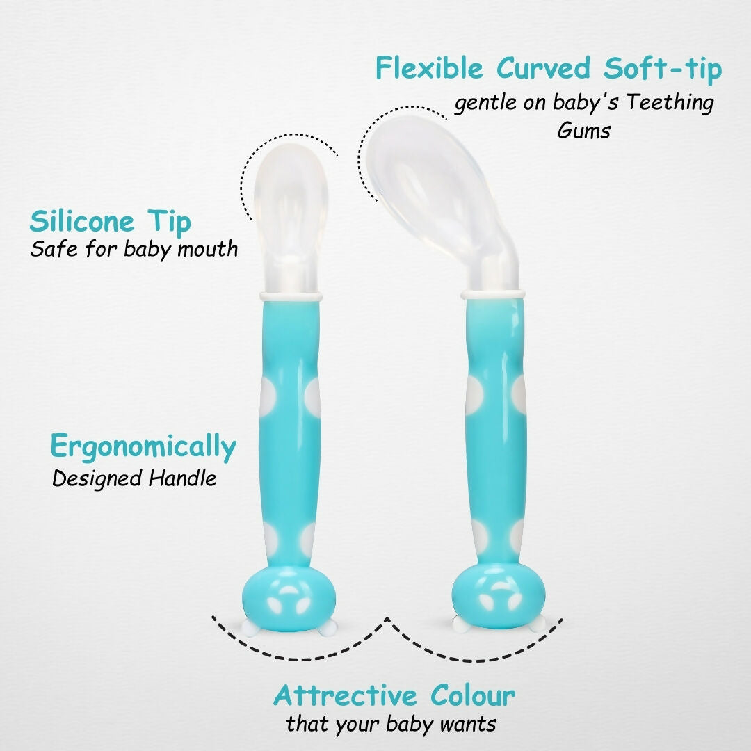 ADORE Flexi Silicone Feeding Spoon Set- Pack of 2 - PyaraBaby