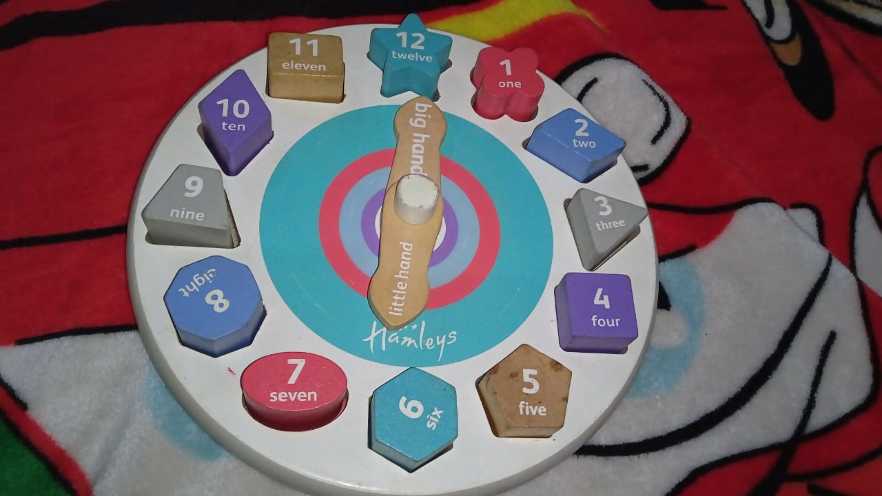Buy Hamleys Wooden Teaching Time Clock – Interactive Educational Toy for Learning Time and Shapes

