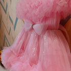Girls Balloon Frill Party Dress - Baby Pink Frock ( 9-12 m)