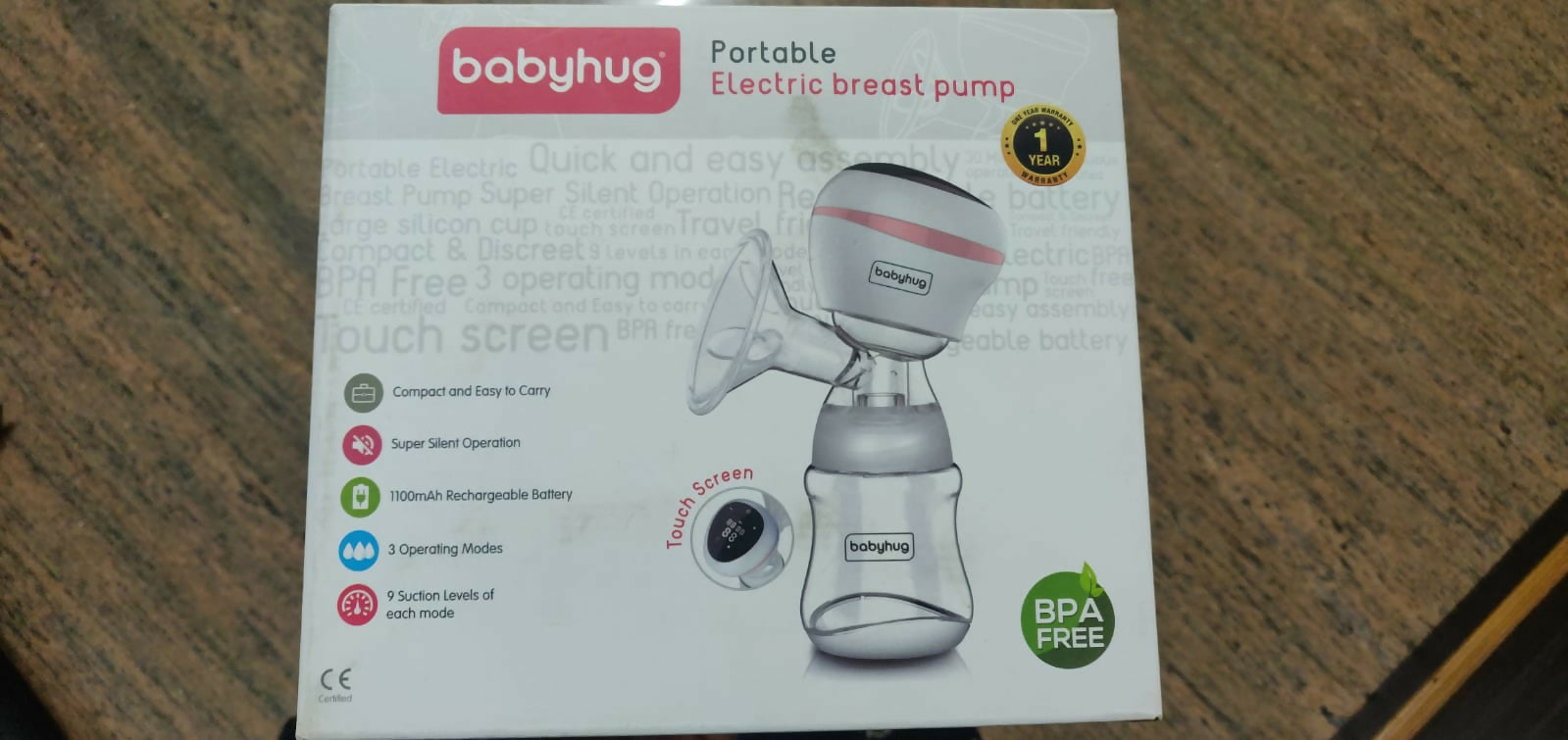 Babyhug portable electric breast pump box, brand new unused, complete set with accessories