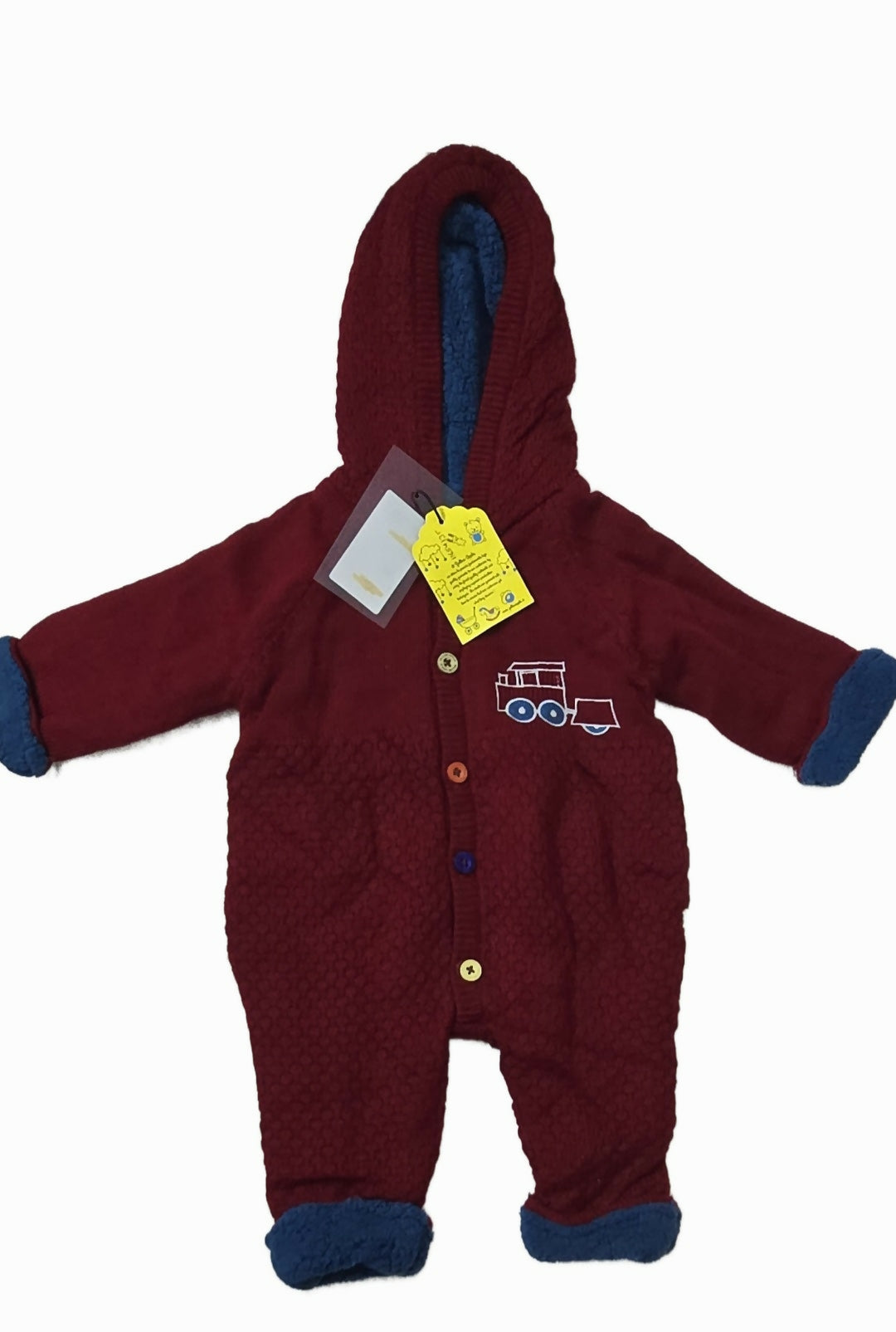 Goyal Sons Winter Red Woolen Romper with Fleece Inside – Warm, cozy, and perfect for keeping your baby snug in chilly weather.