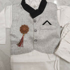 Cotton Black and White Indian Suit with Nehru Jacket