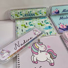 Personalized drawing set for kids featuring customized name detailing and creative art essentials for drawing, coloring, sketching, and fun artistic activities at home or on the go.