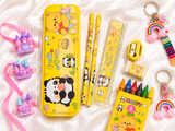 iLearnNGrow Panda Theme Stationery Rakhi Combo featuring a cute panda pencil box set with a festive Rakhi, combining useful school stationery with a fun Raksha Bandhan gift for kids.