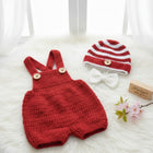 Crochet christmas baby romper, beanie and bow set