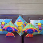 Colorful kite-shaped cushions 