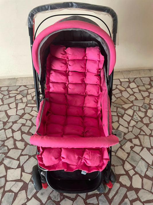 Experience comfort and convenience with the BABYHUG Stroller/Pram for Baby, featuring a spacious seat, adjustable canopy, and one-hand folding mechanism for easy travel and storage.