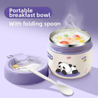 Panda theme stainless steel lunch box cum food jar with an insulated design, leak-resistant lid, and cute panda print to keep meals fresh for school, travel, and everyday use.