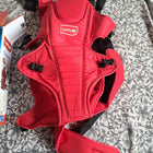 LuvLap Galaxy baby carrier in red with ergonomic support, adjustable straps, cushioned comfort, secure carrying design, and hands-free convenience for babies and parents.