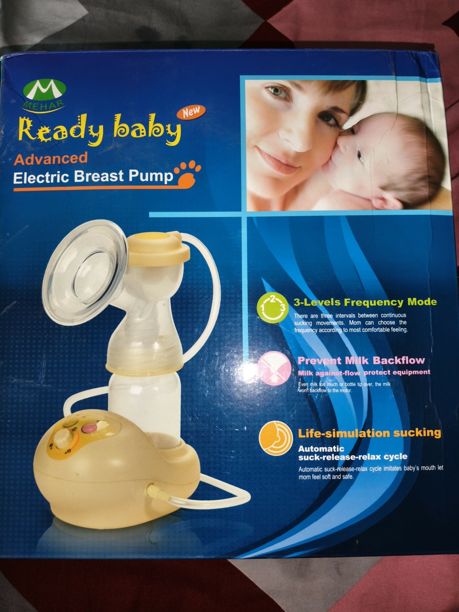MEHAR READY BABY Advanced breast pump with adjustable suction settings, comfortable pumping design, milk collection system, and efficient breastfeeding support for nursing mothers.