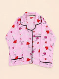MELLOW Pink Mushroom night suit with soft comfortable fabric, cute mushroom-themed print, relaxed fit, and cozy design for bedtime, sleep, and everyday lounging.
