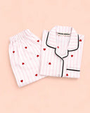 MELLOW Sweetheart Stripes night suit with soft comfortable fabric, striped pattern design, relaxed fit, and cozy comfort for bedtime, sleep, and everyday lounging.