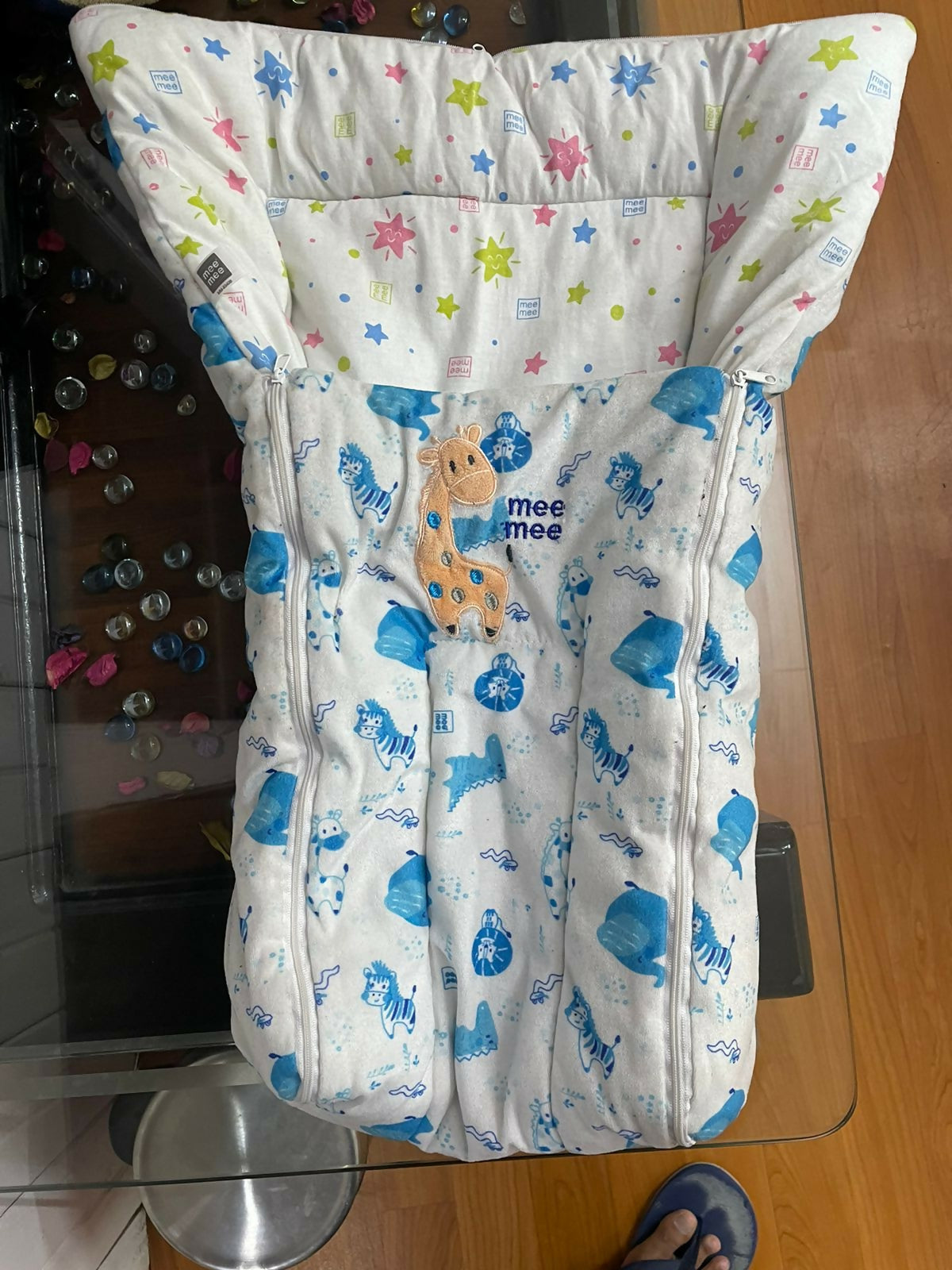 MEE MEE Baby Cozy/Warm Carry Nest Sleeping Bag & Mattress for Newborn Babies (Blue) - PyaraBaby