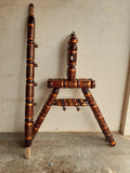 Malaysian teak wood single dandi cradle with soft cloth hammock, sturdy wooden frame, smooth finish, and traditional rocking design for a comfortable sleeping space for babies.