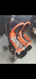 Mee Mee twin stroller pram for babies with dual seating, safety harnesses, smooth wheels, adjustable canopies, and comfortable design for outings with two children.