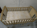 Star & Daisy 12 in 1 Baby Wooden Cot Bed, Convertible Manual Cradle with Mattress, Bumper Set, Mosquito Net & Adjustable Stand (Natural Wood | With Mattress & Bumper Set)