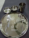 Personalised Stainless Steel Plate, Glass, Bowl, Spoon and Fork Set