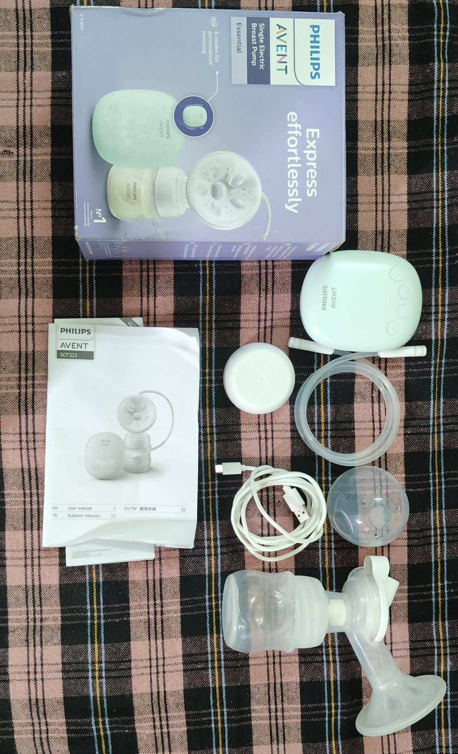 PHILIPS AVENT Electric Breast Pump in Almost New condition featuring convenient electric operation, adjustable pumping settings, a comfortable breast cushion, and an easy-to-use design for everyday breast milk expression.