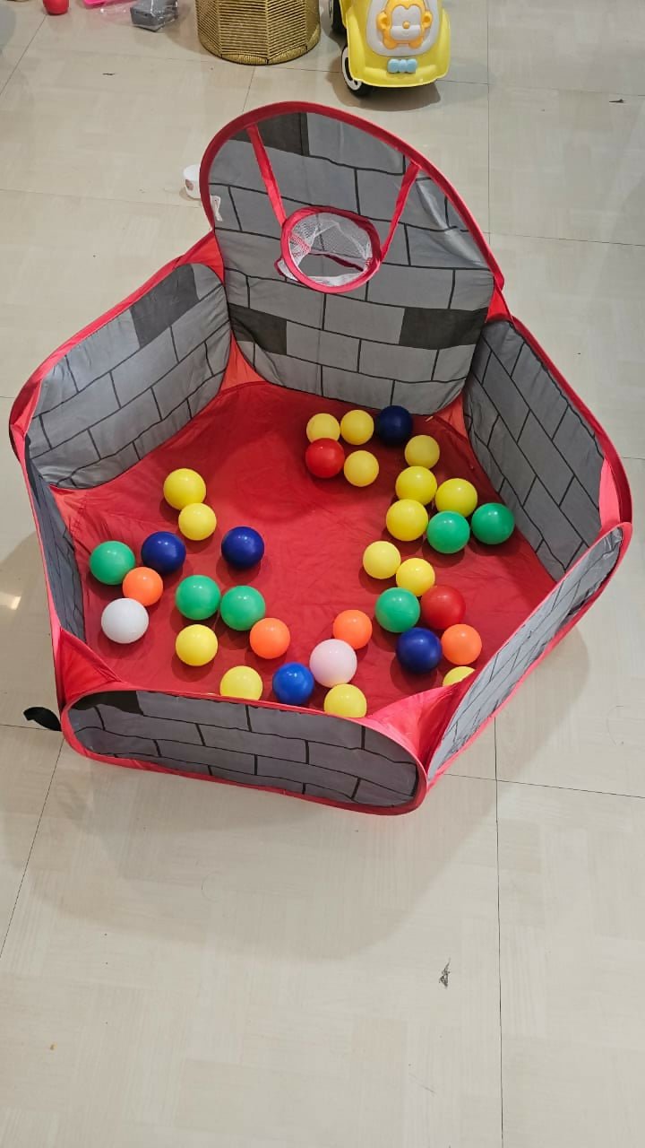 PLAY NATION ball pool play tent with colorful balls, spacious play area, foldable design, and fun indoor and outdoor activity space for babies and young children.
