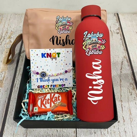 Personalized daily utility hamper gift set featuring customized everyday essentials in a beautifully arranged gift box, perfect for birthdays, baby showers, return gifts, and special occasions.