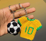 Football and jersey combo keychain featuring a miniature football, personalized jersey charm, durable key ring, and stylish design for sports lovers, gifting, and everyday use.